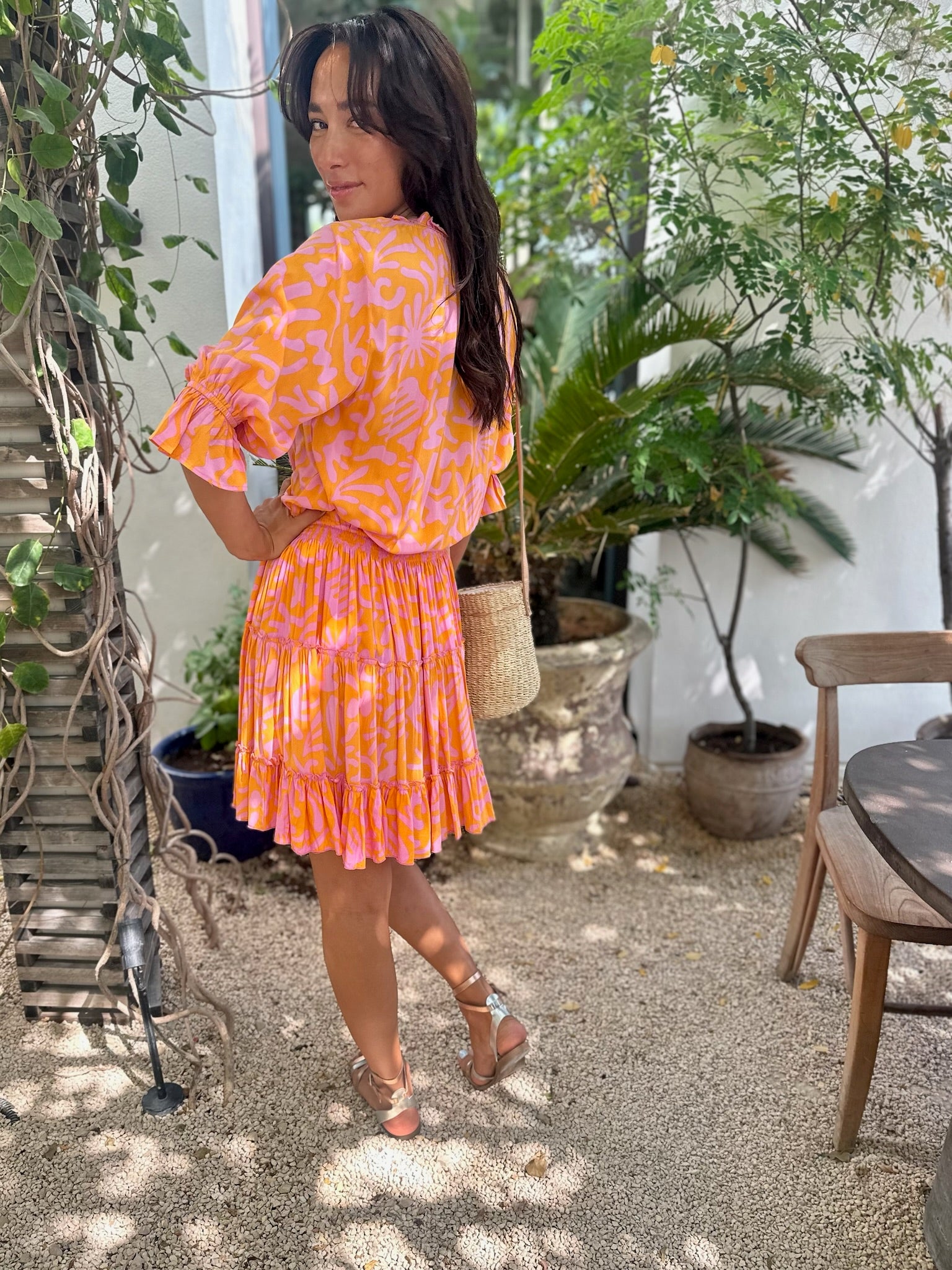 Gemma Dress - Pink and Orange
