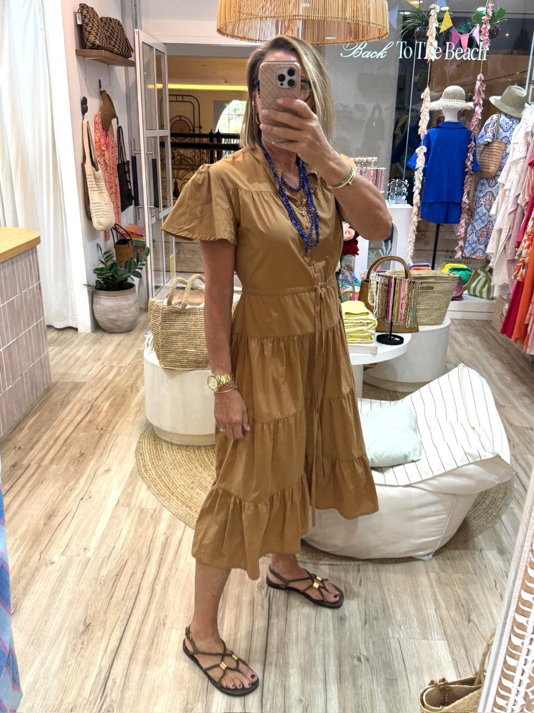 Jess Dress Cotton Poplin - Tan