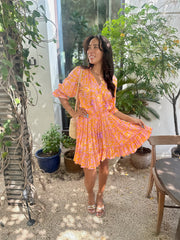 Gemma Dress - Pink and Orange