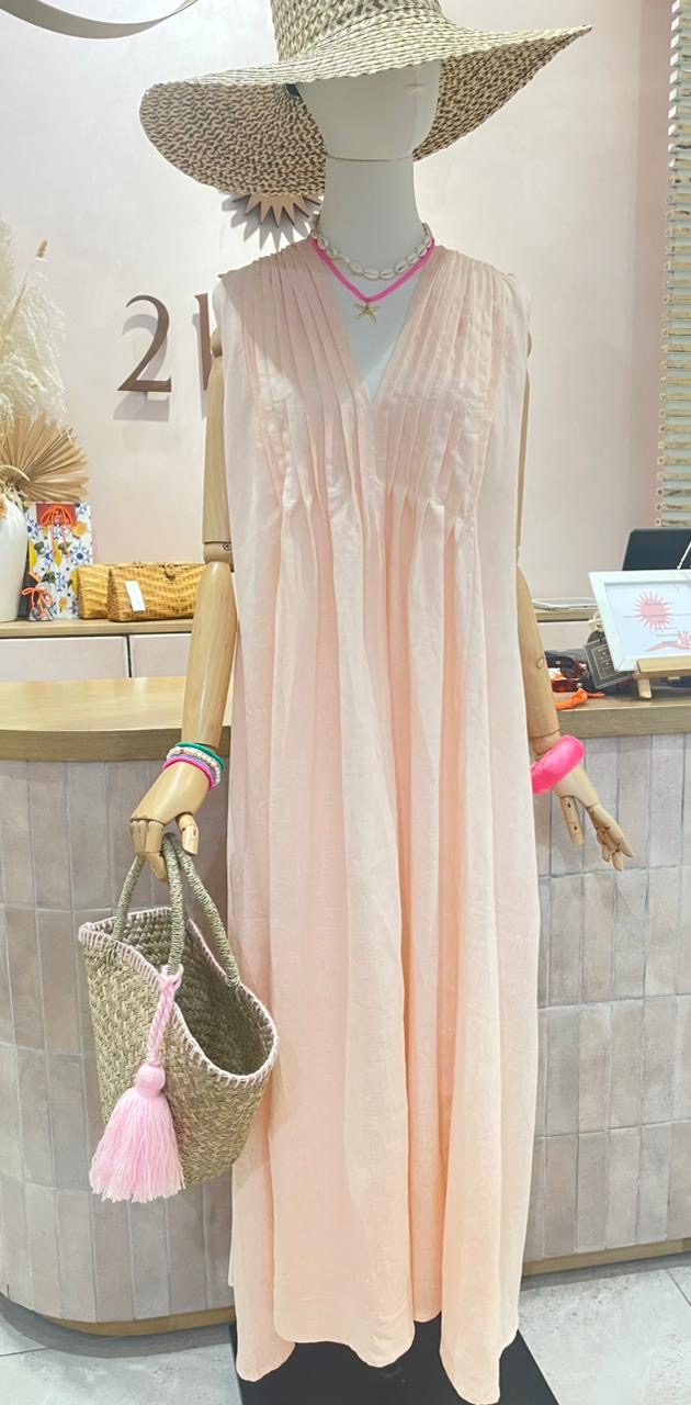 Bella Dress Linen - Pale Pink Linen