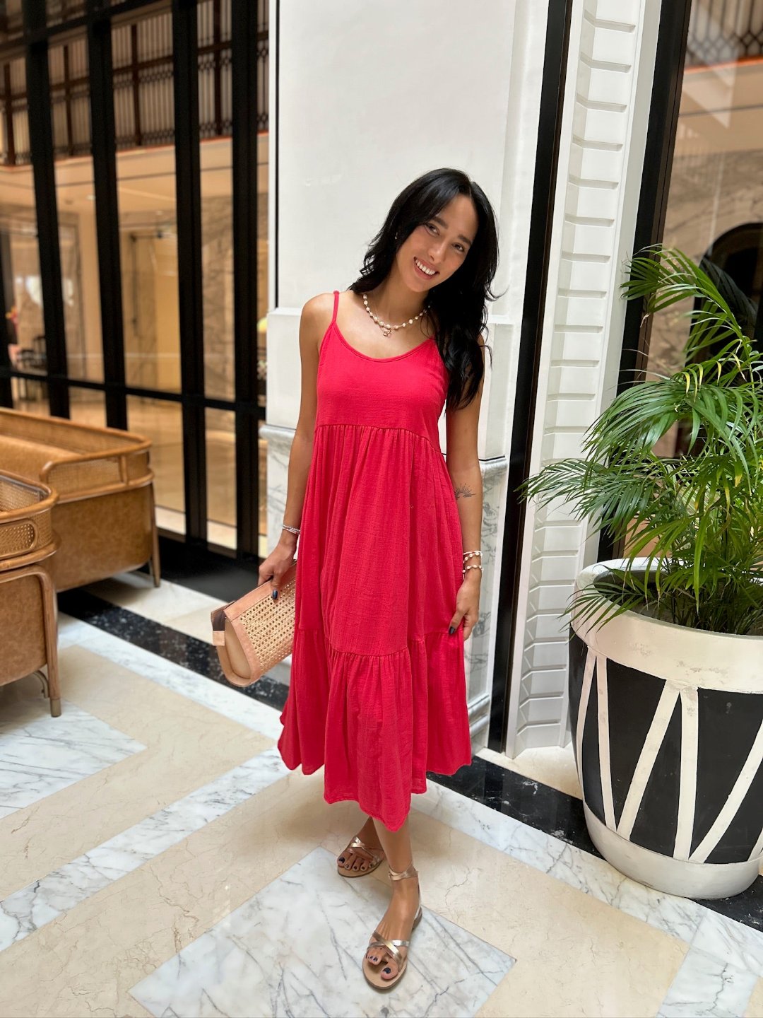 India Dress Cotton Crush - Red