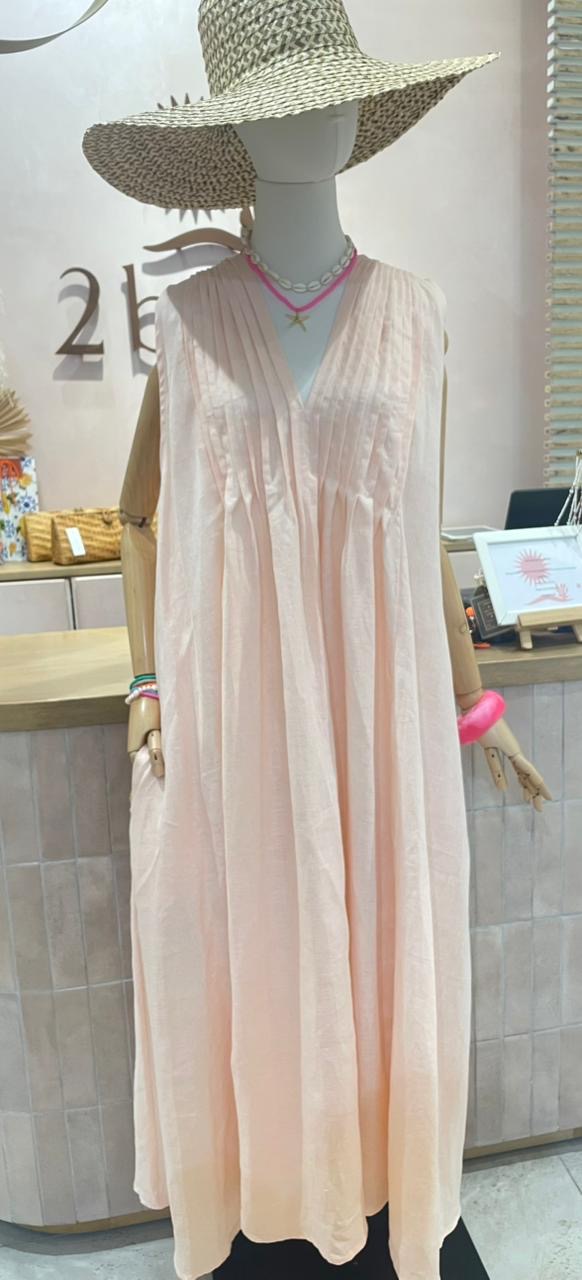Bella Dress Linen - Pale Pink Linen