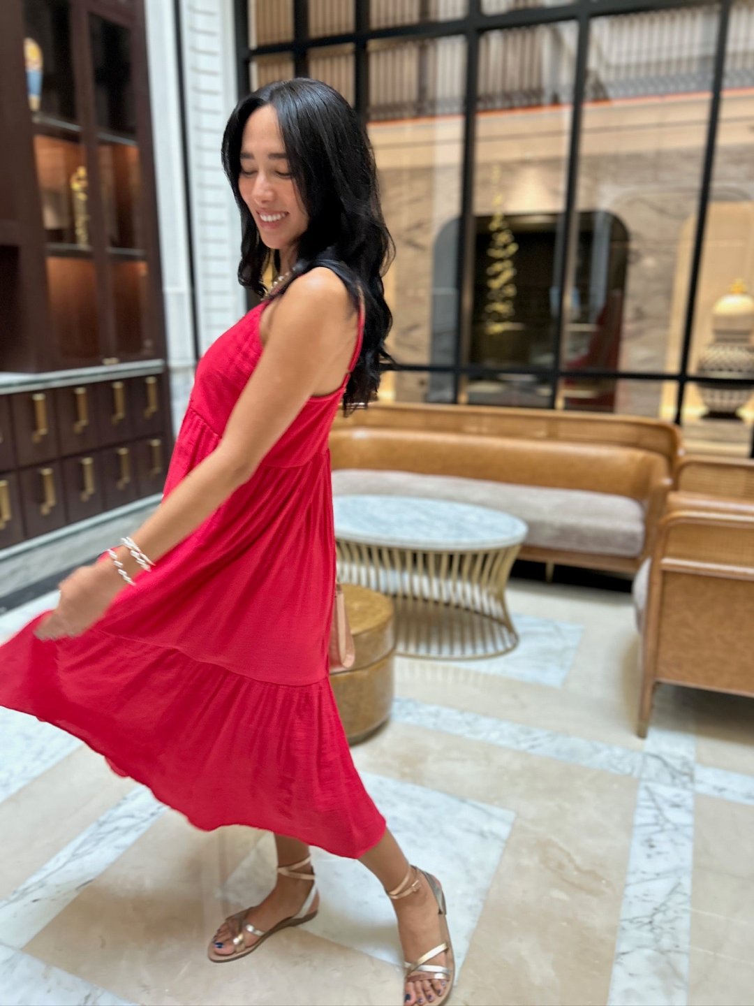 India Dress Cotton Crush - Red