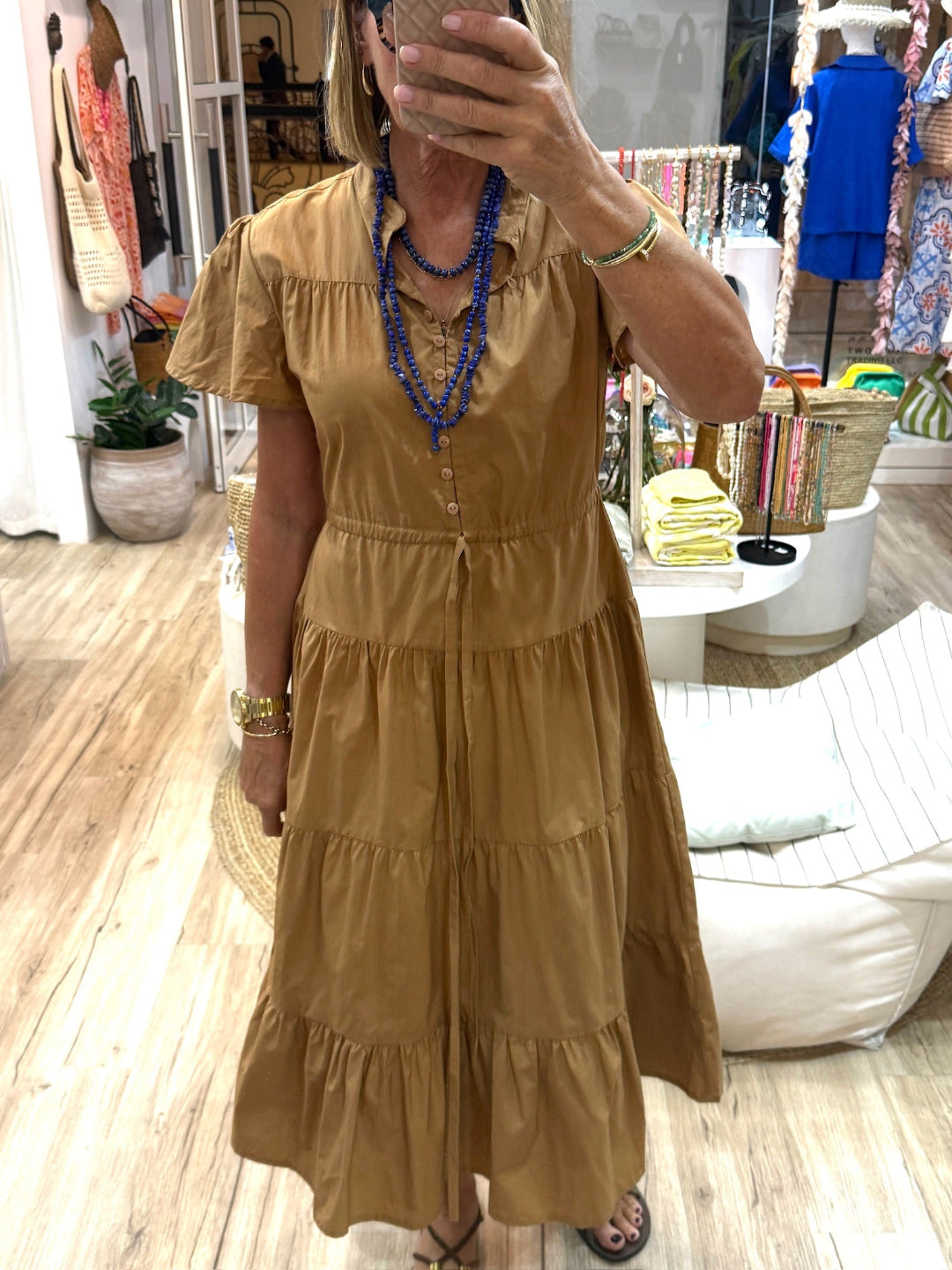 Jess Dress Cotton Poplin - Tan