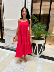 India Dress Cotton Crush - Red