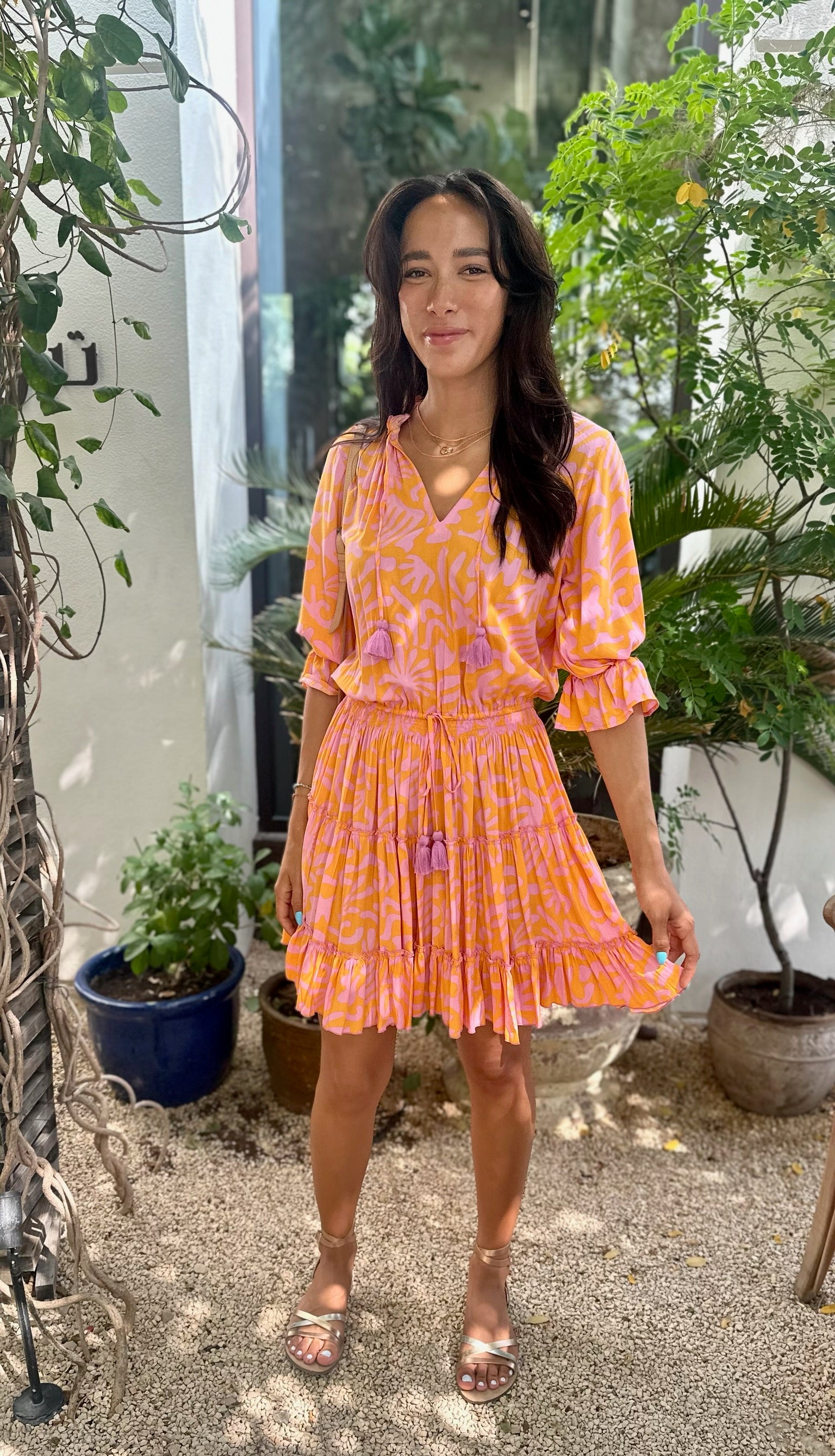 Gemma Dress - Pink and Orange