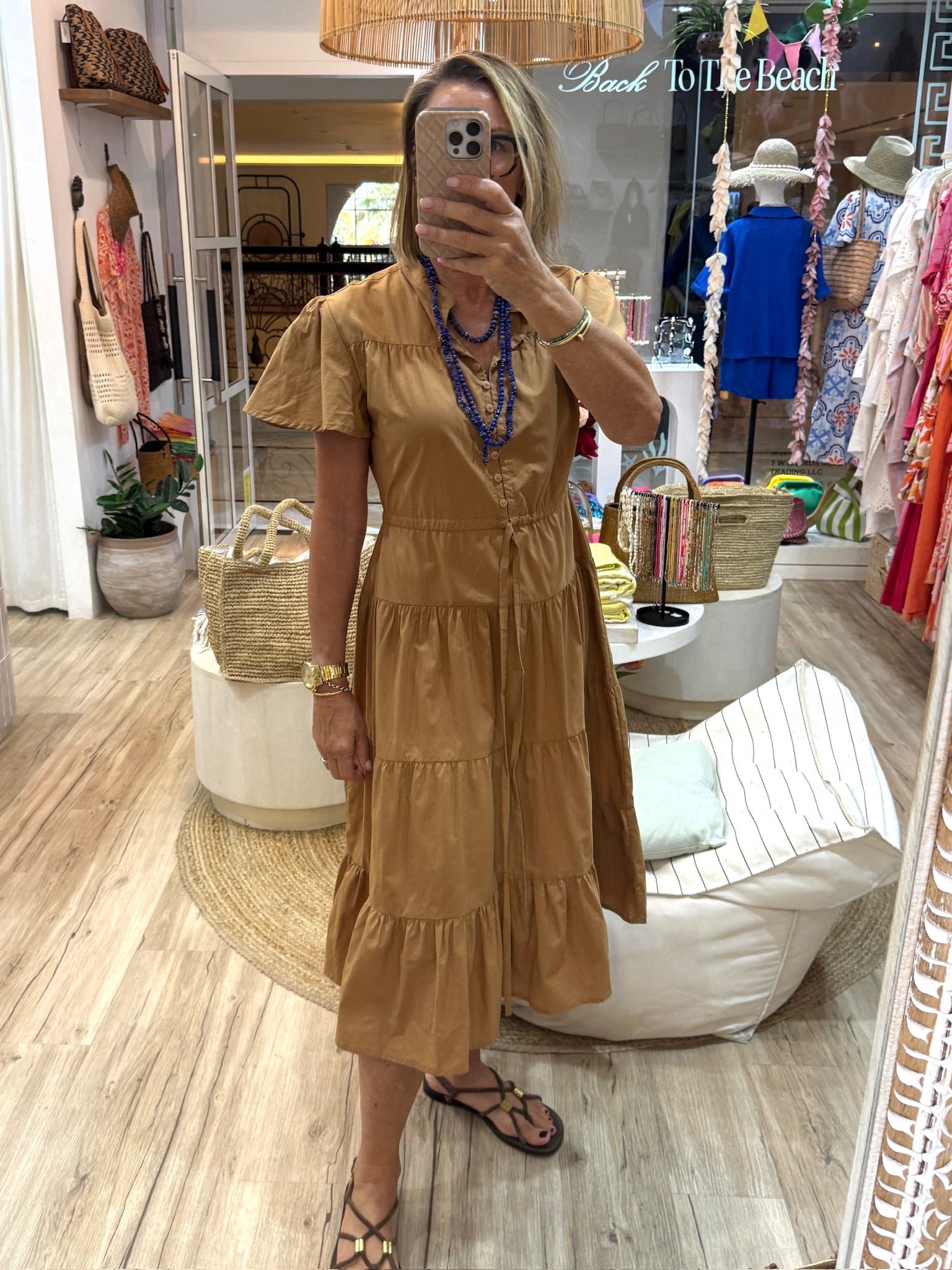 Jess Dress Cotton Poplin - Tan