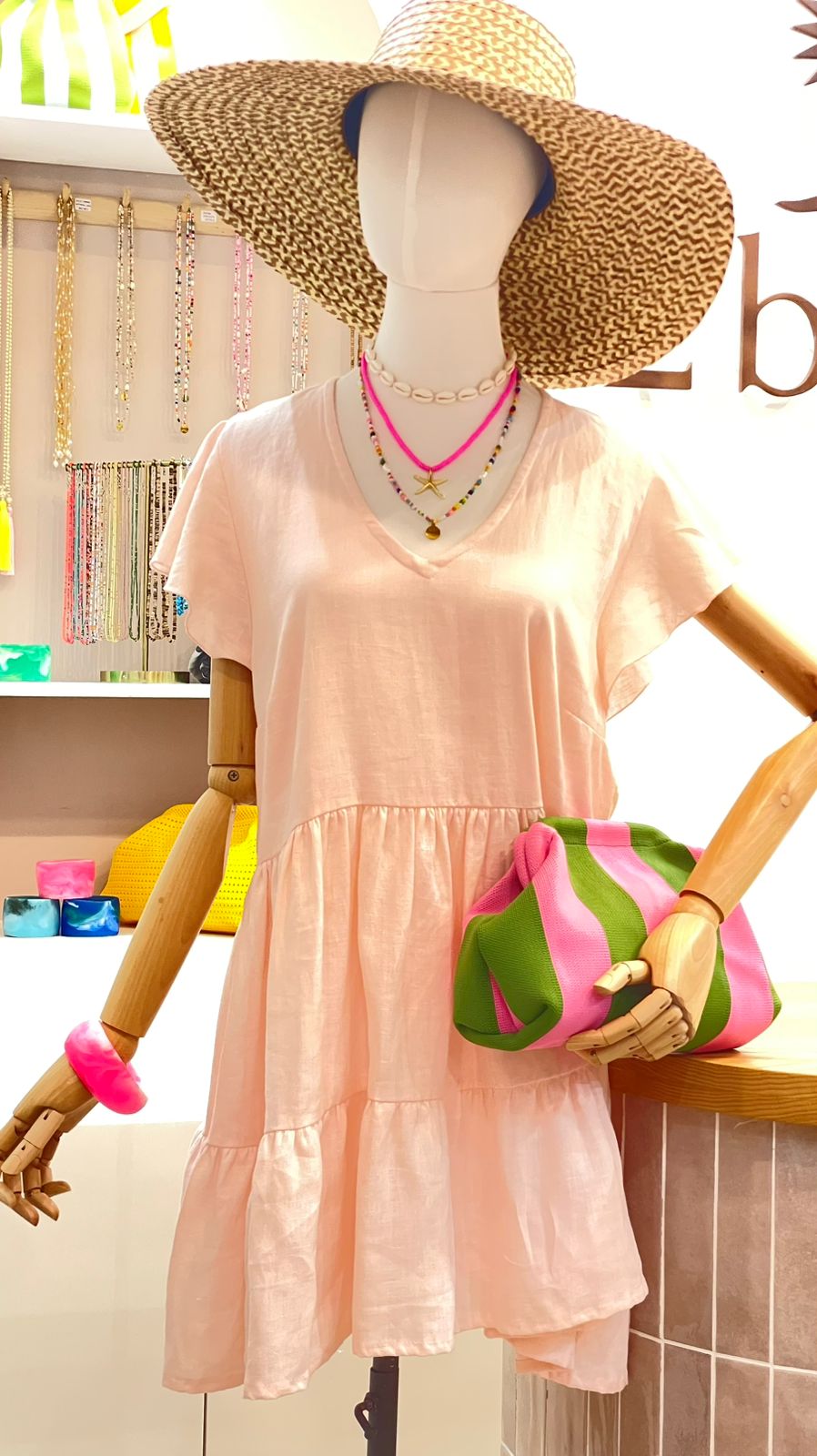 Willow Dress Linen - Soft Pink