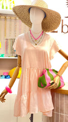 Willow Dress Linen - Soft Pink