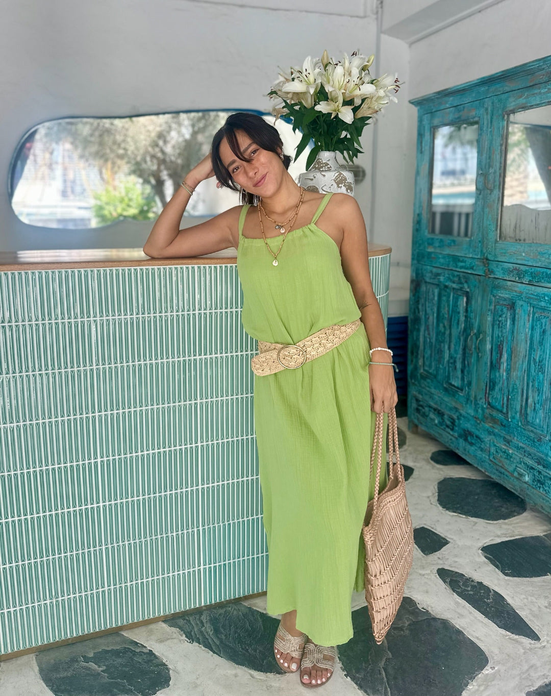 Flora Dress Long - Light Green