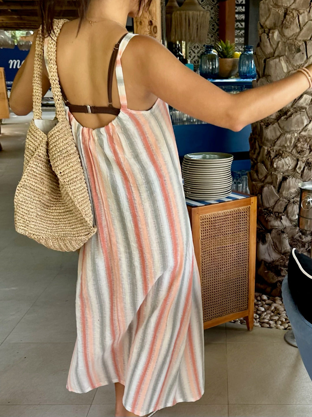 Flora Dress Long - Tuscan Stripe