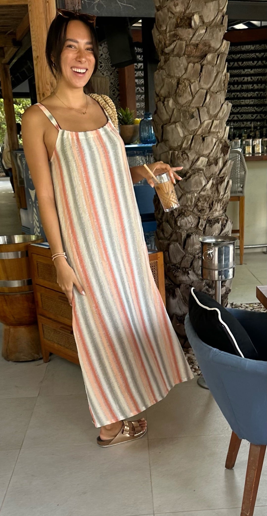 Flora Dress Long - Tuscan Stripe