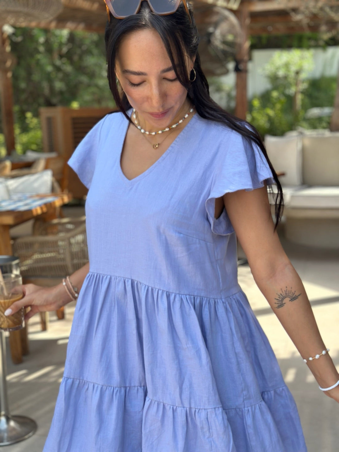 Willow Dress Linen - Light Steel Blue