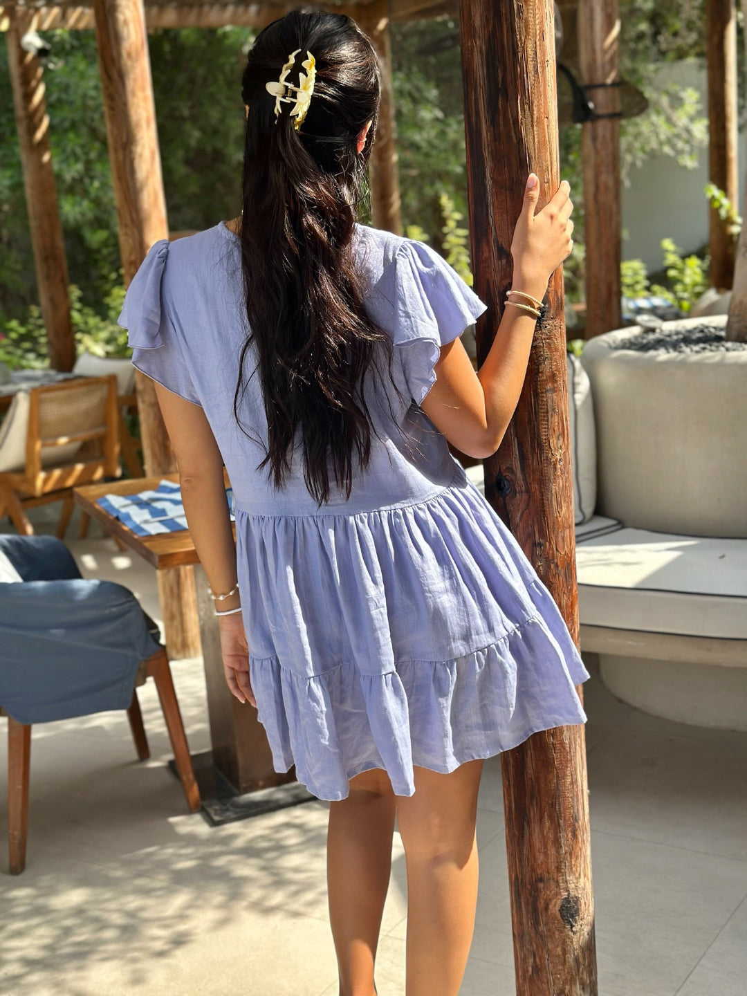 Willow Dress Linen - Light Steel Blue
