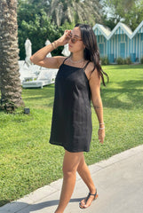 Luna Dress Linen - Black