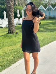 Luna Dress Linen - Black