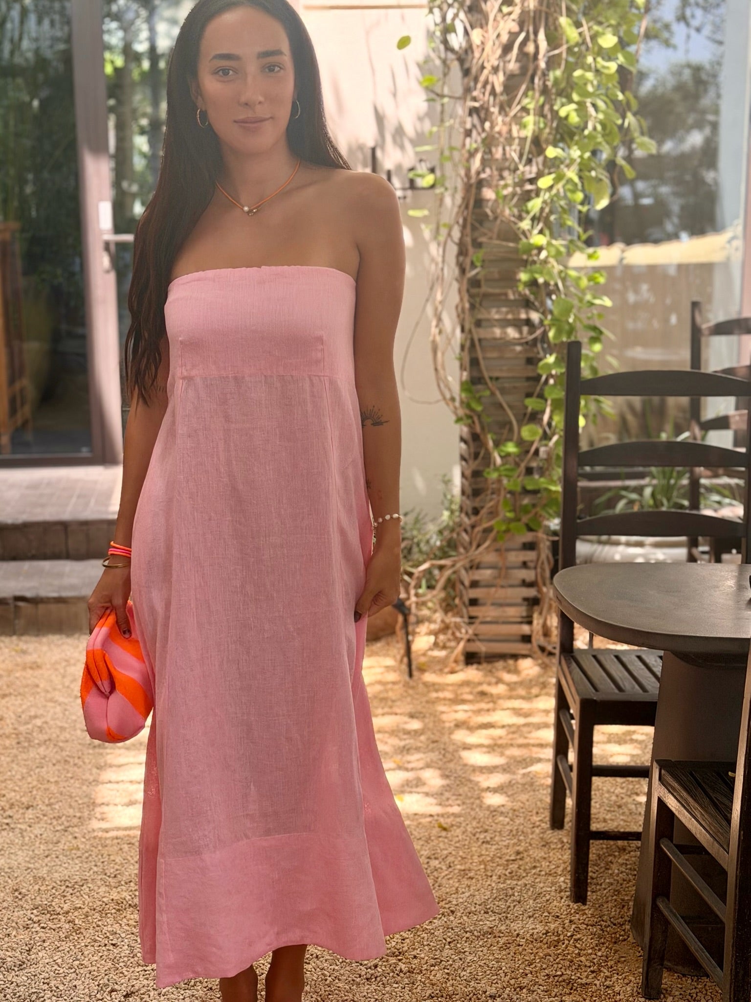 Pippa Dress Linen - Pink