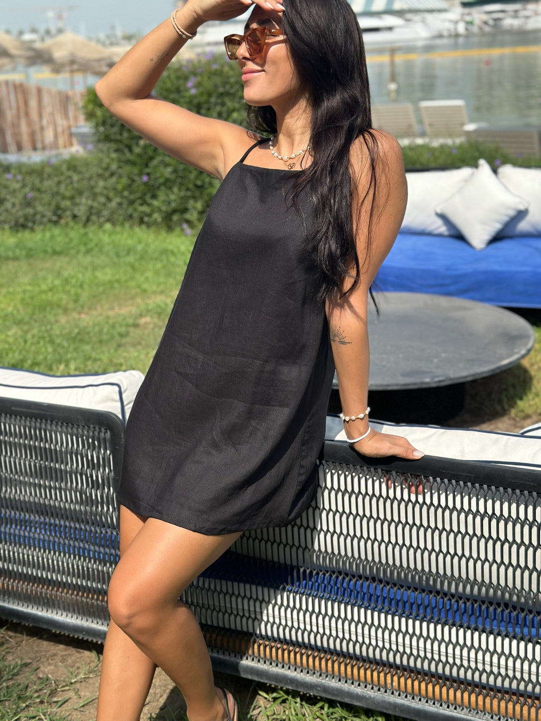 Luna Dress Linen - Black