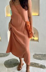 Flora Dress Long - Terracotta