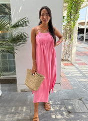 Ella Dress Linen - Pink