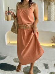 Flora Dress Long - Terracotta