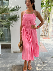 Ella Dress Linen - Pink