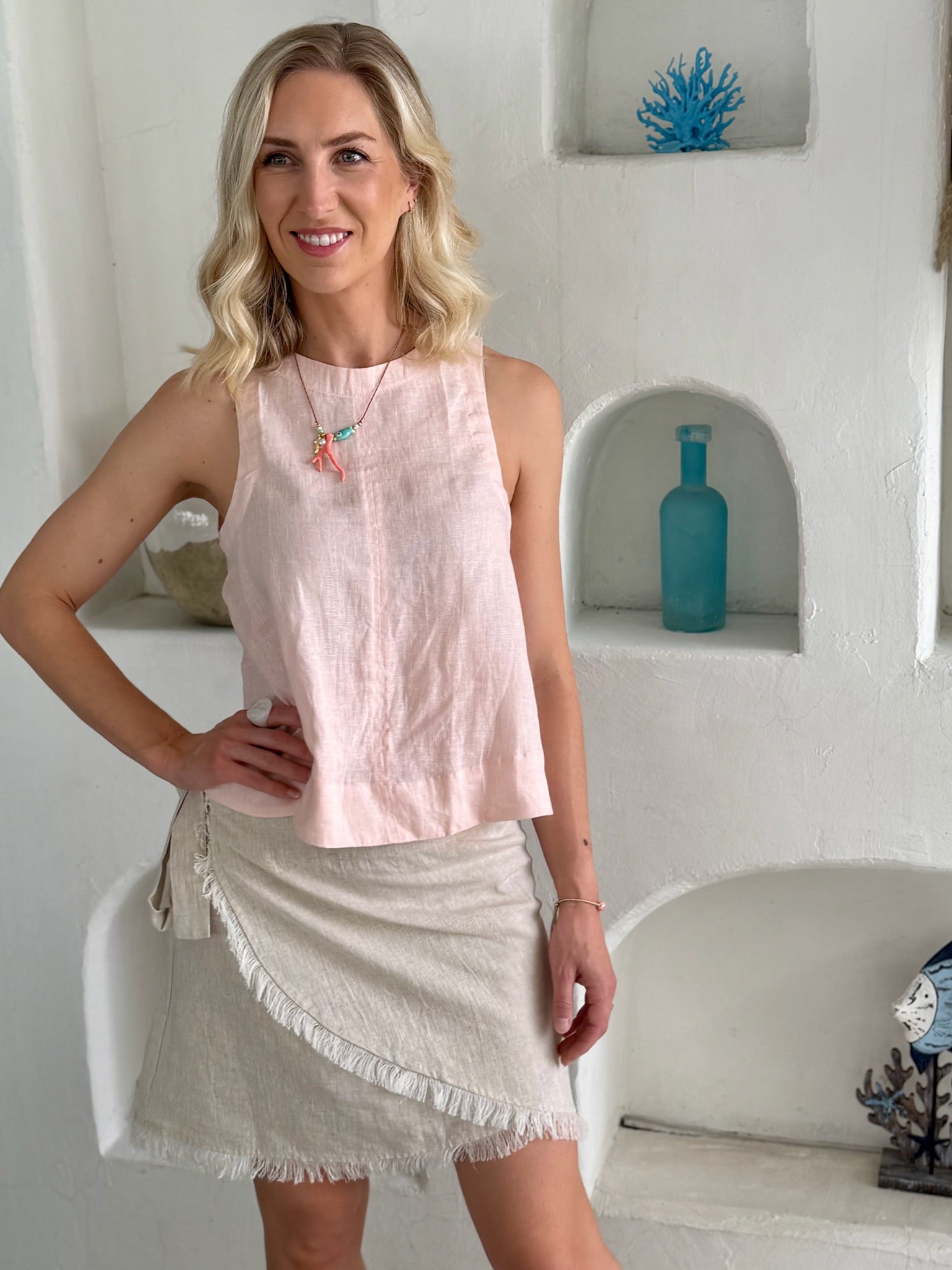 Shell Top Linen - Soft Pink