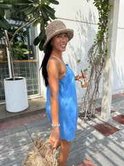 Luna Dress Linen - Bright Blue