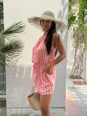 Cropped Jamie Dress - Pink and Orange Stripe