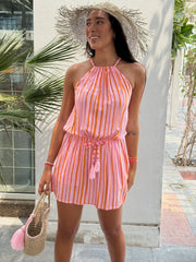 Cropped Jamie Dress - Pink and Orange Stripe