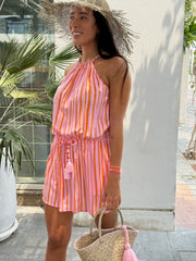 Cropped Jamie Dress - Pink and Orange Stripe
