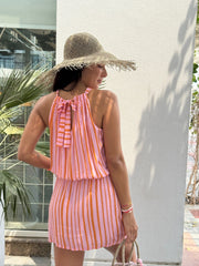 Cropped Jamie Dress - Pink and Orange Stripe