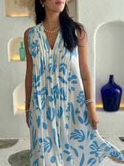 Bella Dress - Blue and White