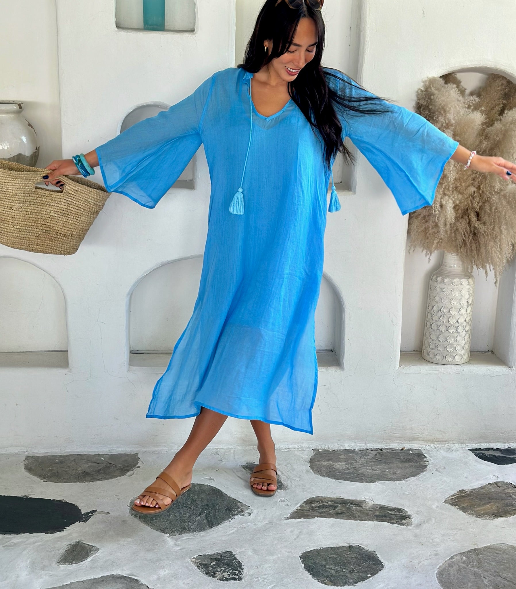 Zoe Kaftan Ramie - Bright Blue