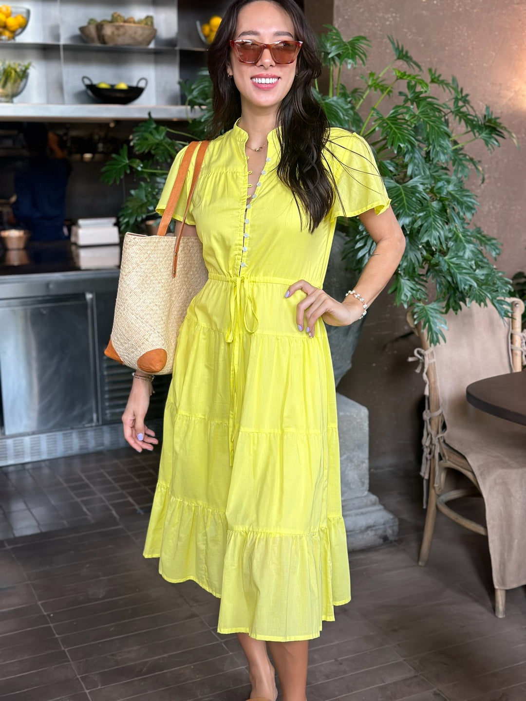 Jess Dress Cotton - Lemon Lime