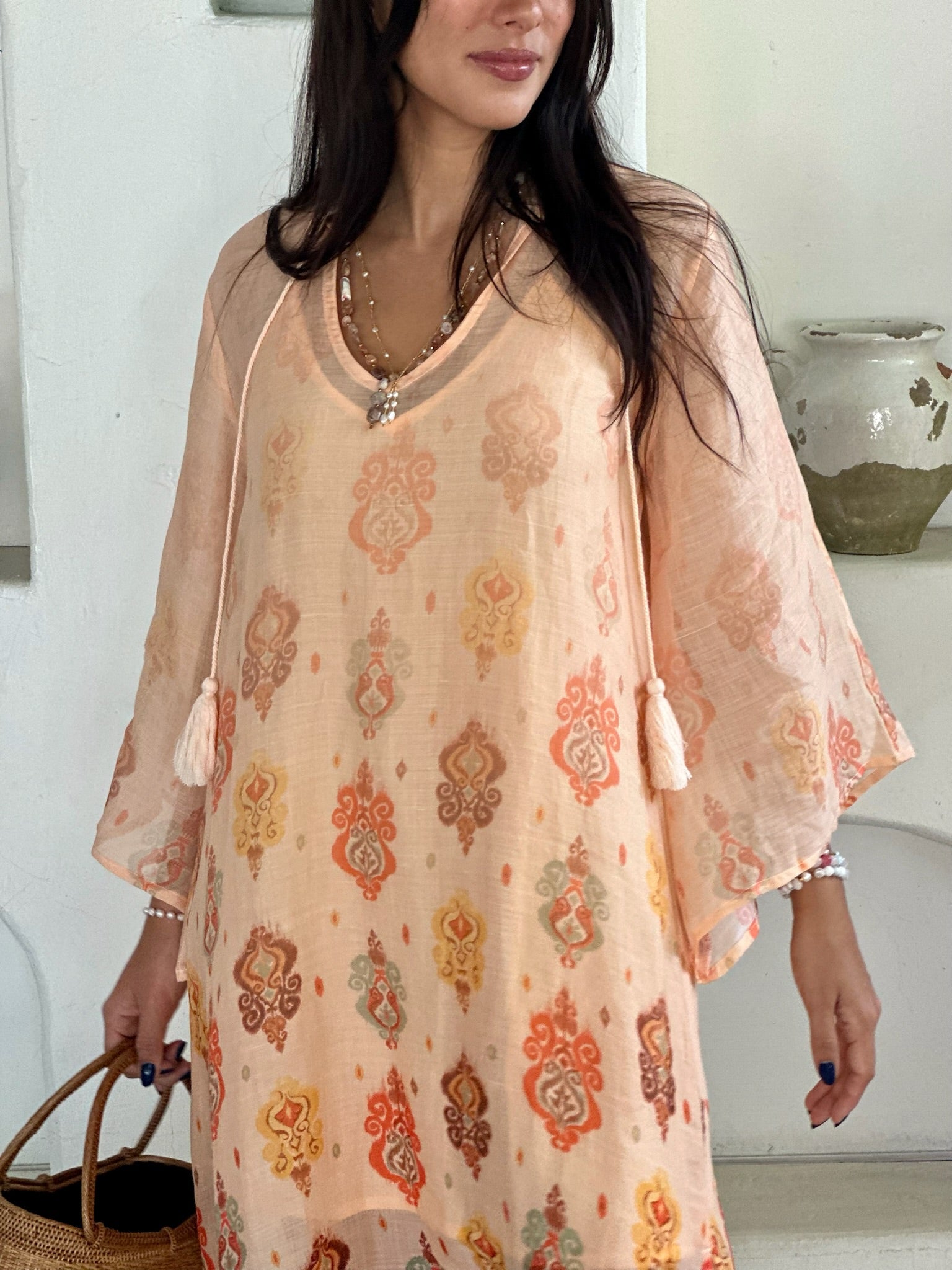 Zoe Kaftan Ramie - Peach