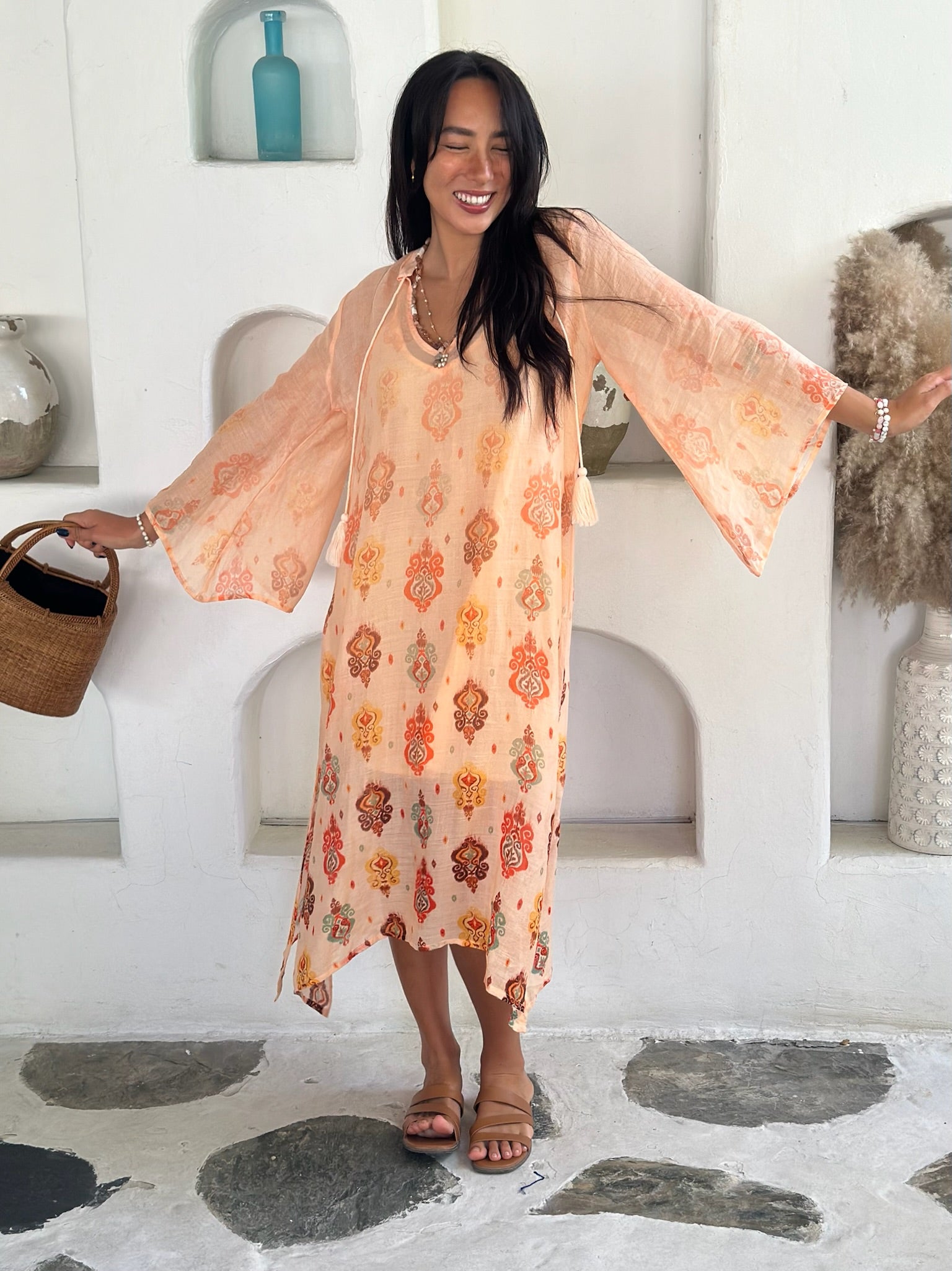 Zoe Kaftan Ramie - Peach