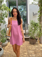 Luna Dress Linen - Pink