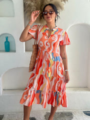 Jess Dress - Orange Swirl