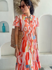 Jess Dress - Orange Swirl