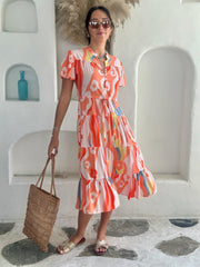 Jess Dress - Orange Swirl