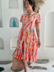 Jess Dress - Orange Swirl
