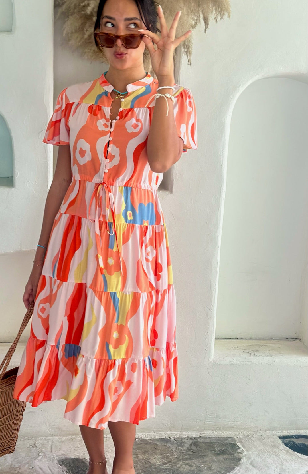 Jess Dress - Orange Swirl