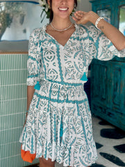 Gemma Dress - Green Tile
