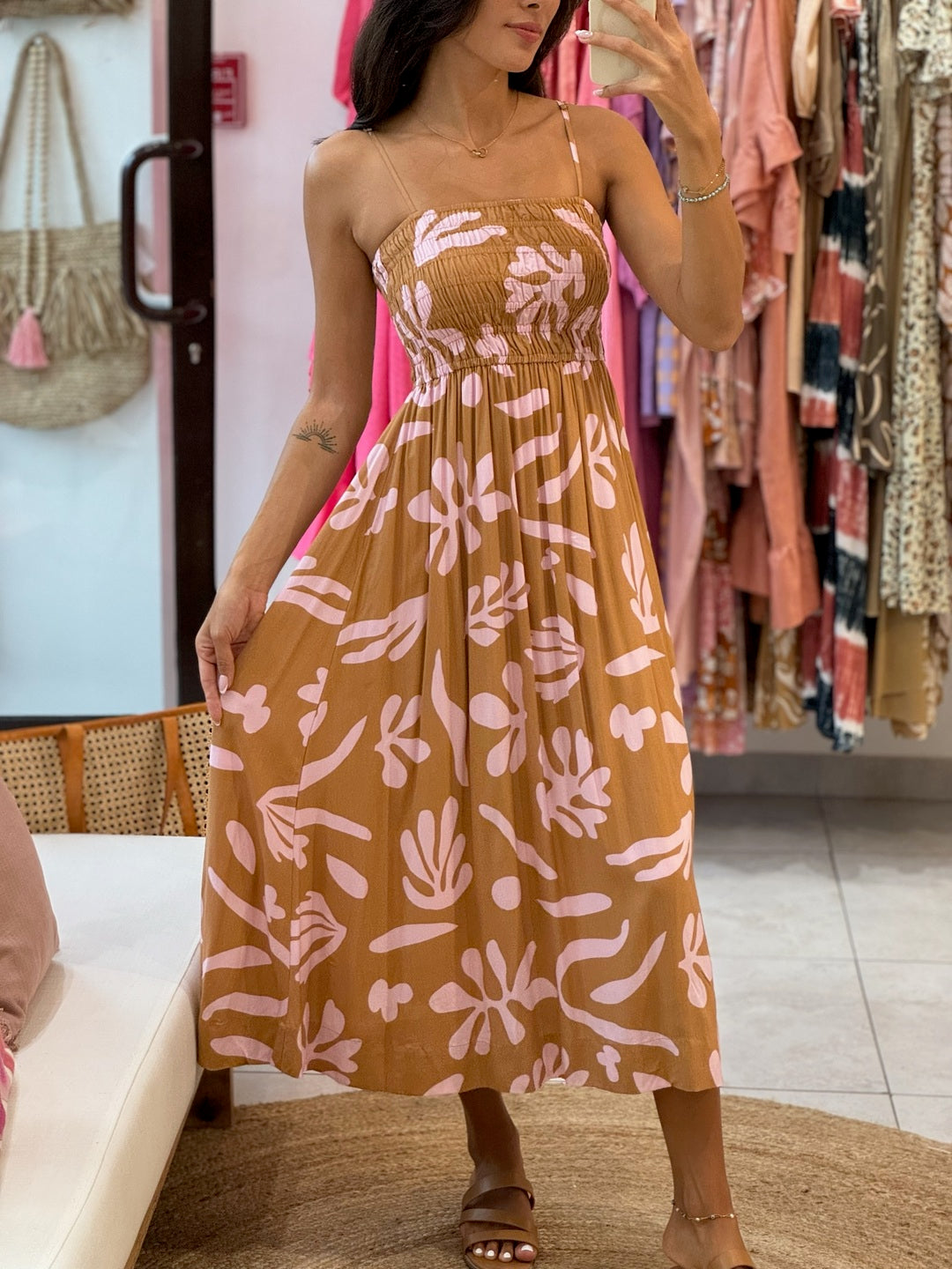 Stella Dress - Brown and Pink