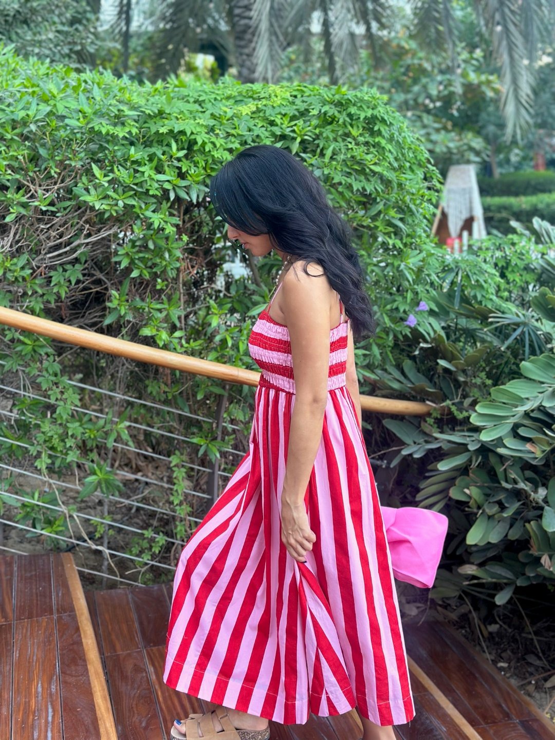 Stella Dress Cotton - Pink and Red Stripe