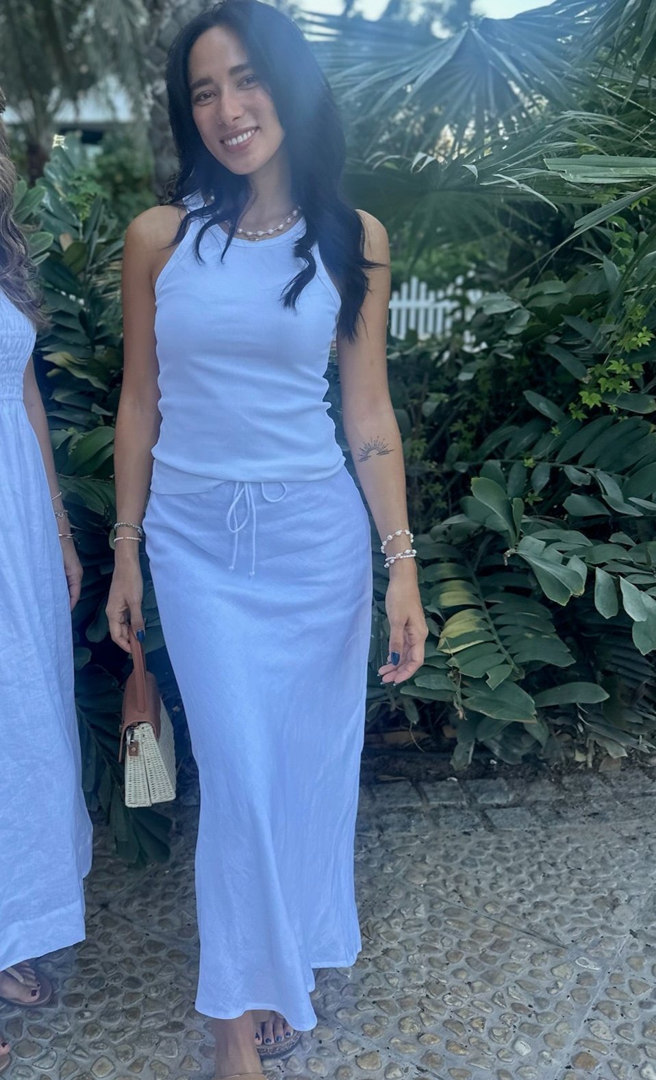 Long Linen Skirt - White