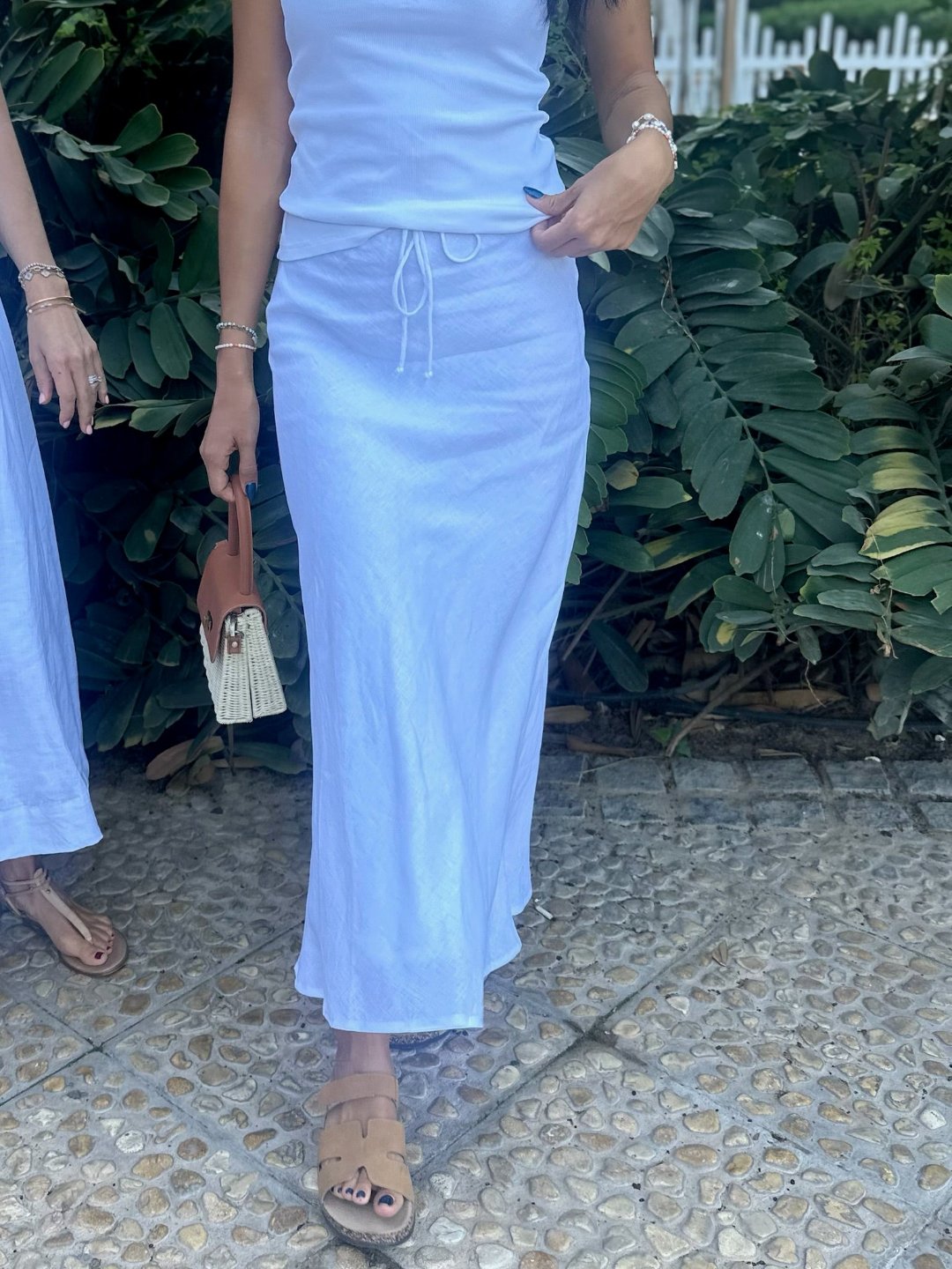 Long Linen Skirt - White