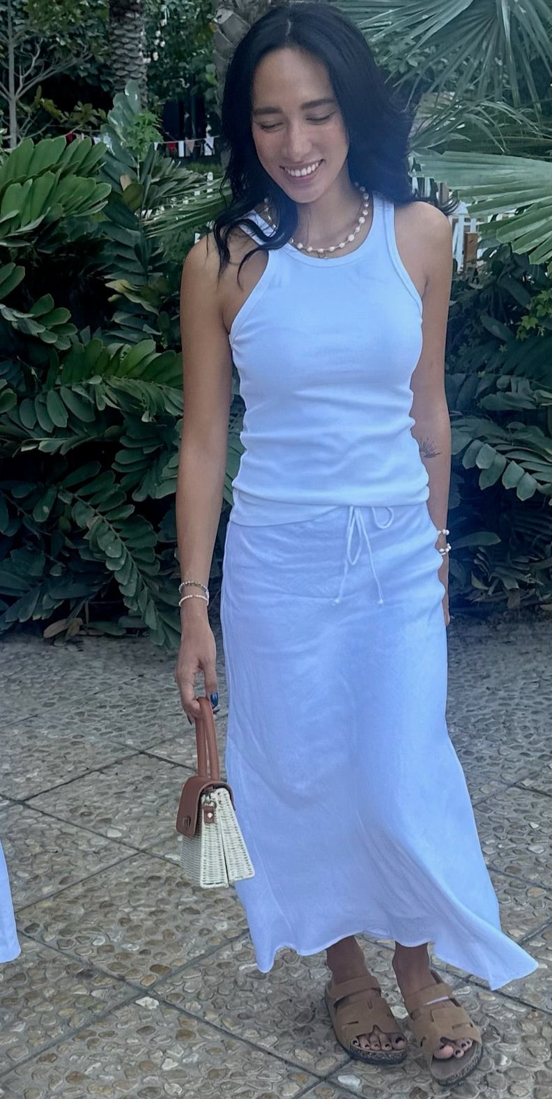 Long Linen Skirt - White