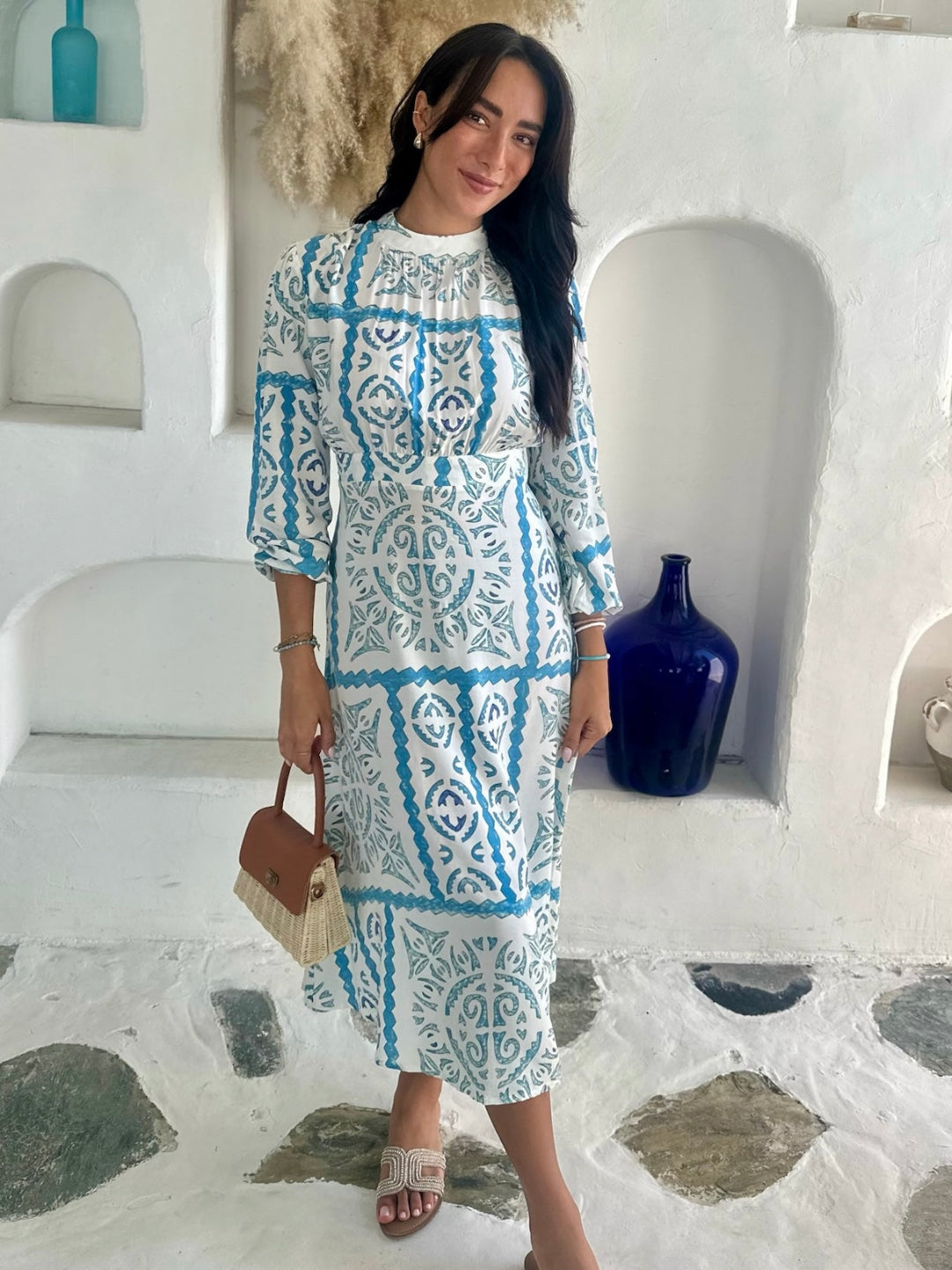Sara Dress - Blue Tile